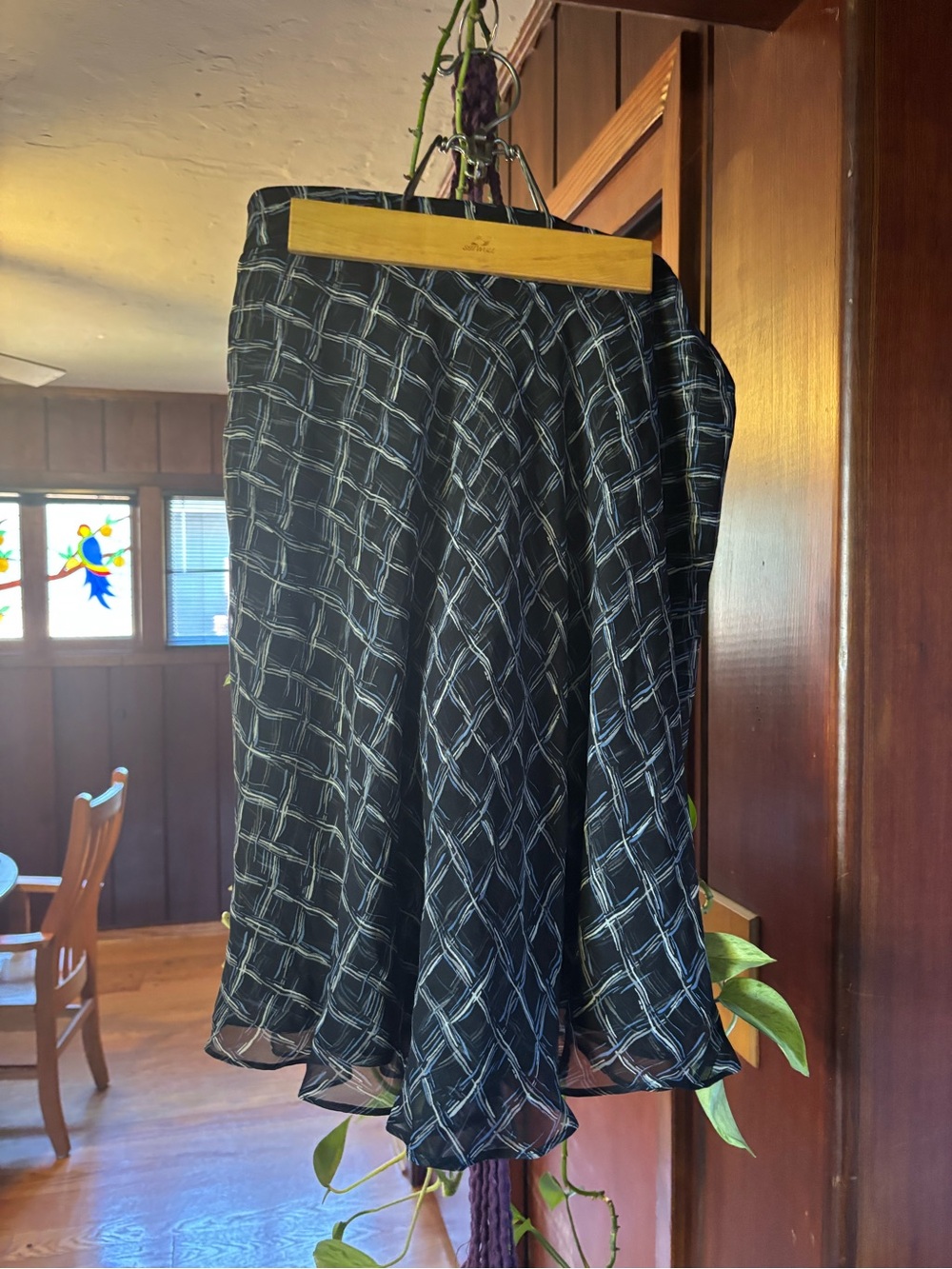 Black Patterned A-Line Women's Skirt